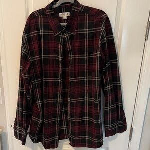 Orvis Red, grey and Black flannel Checkered Shirt. 100% cotton.